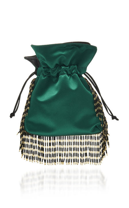 Nano Trilly Fringe Green Satin Bag展示图