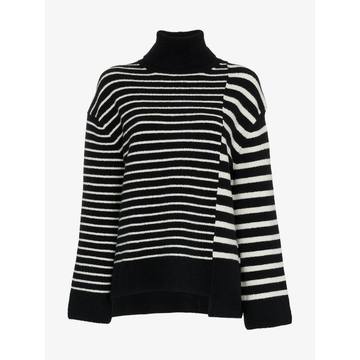 Asymmetric striped wool-blend jumper