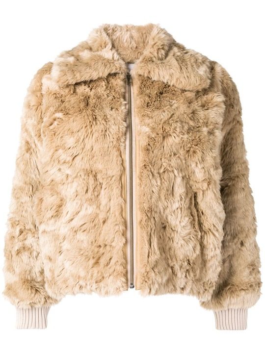 faux fur zipped jacket展示图