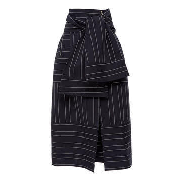 Knightley Tied Waist Cotton Midi Skirt