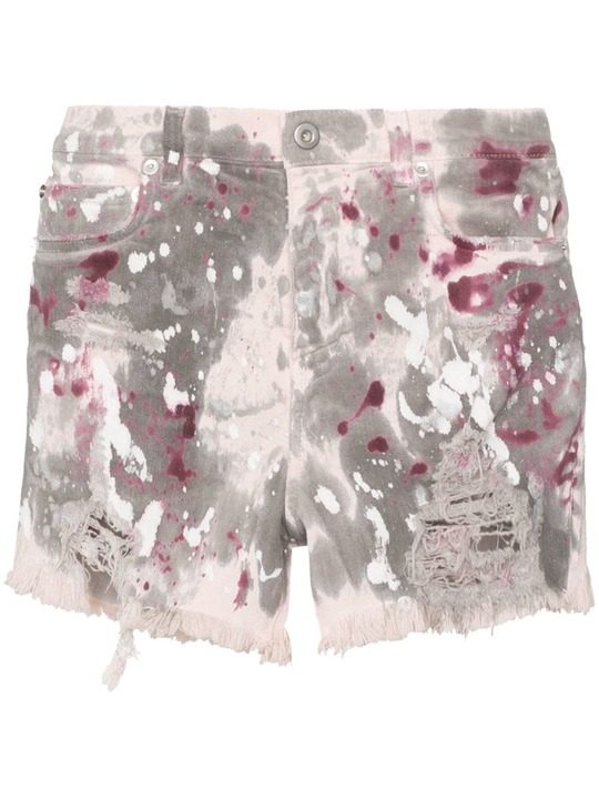 paint-splattered denim shorts展示图