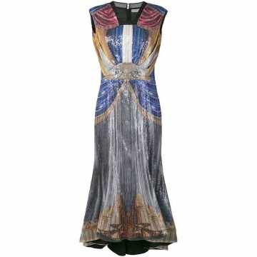 sequin curtain pattern silk dress