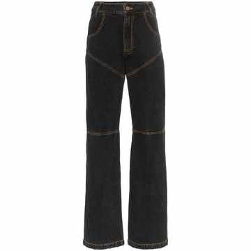 contrast stitch bootcut jeans