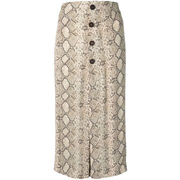 snakeskin effect midi skirt