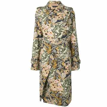 floral wrap trench coat