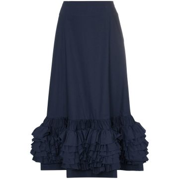 Nora high-waisted ruffle hem cotton skirt