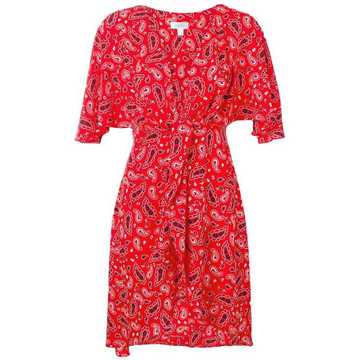 paisley print plunge wrap dress