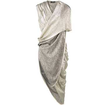 draped laminated dress