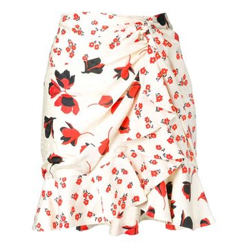 floral print ruffled mini skirt