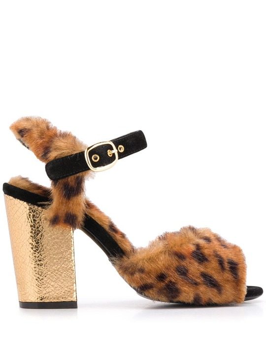 leopard print fur sandals展示图