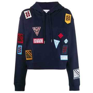 multi-badges cropped hoodie