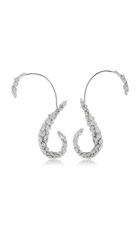 18K White Gold Diamond Spiral Ear Cuff展示图