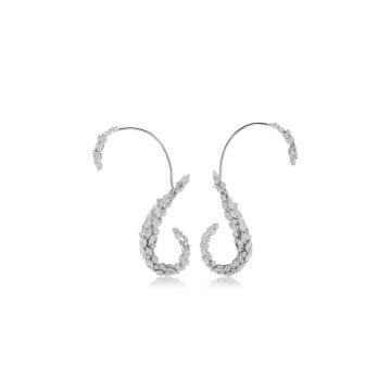 18K White Gold Diamond Spiral Ear Cuff