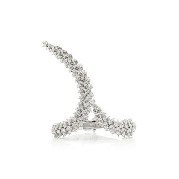 Curved 18K White Gold And Diamond Bracelet