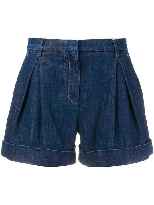 box pleat jean shorts展示图