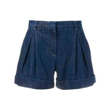 box pleat jean shorts