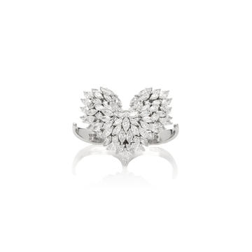 18K White Gold Diamond Double Finger Ring