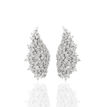 18K White Gold Wide Diamond Ear Cuffs