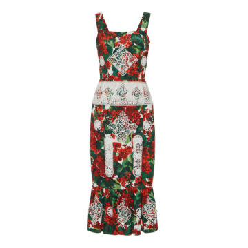 Floral-Print Cotton-Blend Midi Dress