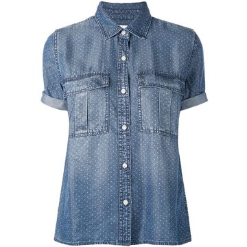 polka dot denim shirt