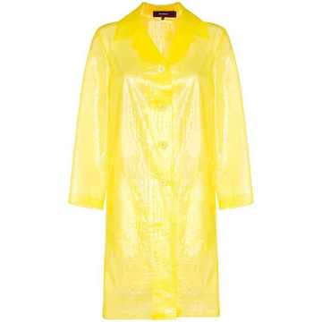 croc-effect sheer coat