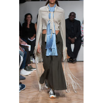 Fringe Scarf Silk-Blend Jacket