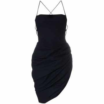 asymmetric ruched mini dress