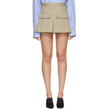Khaki Twill Pockets Miniskirt
