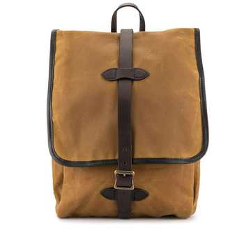 belted flap backpack