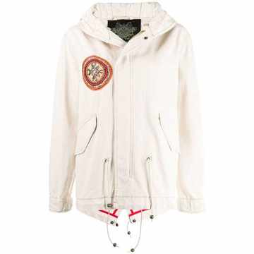 embroidered patch hooded jacket