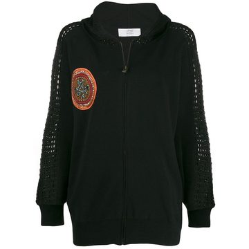 embroidered patch hooded jacket