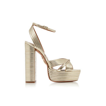 Sundance Plateau Metallic Leather Platform Sandals