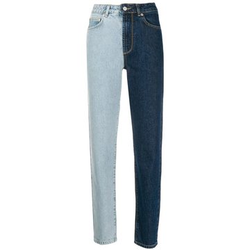 two tone slim-fit jeans