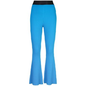 rib-knit flared trousers