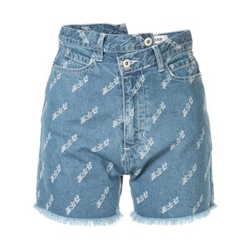 asymmetric denim shorts