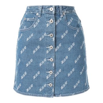 buttoned front denim skirt