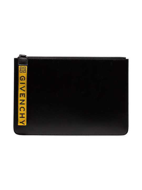 black and yellow Ticker leather pouch展示图