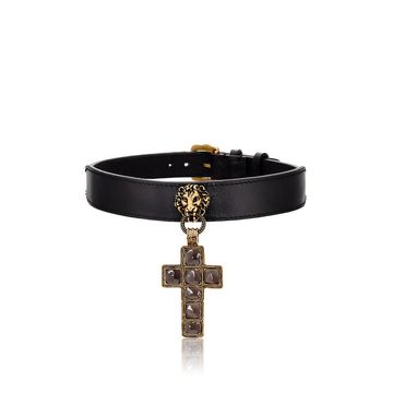 Lion & Cross Leather Choker