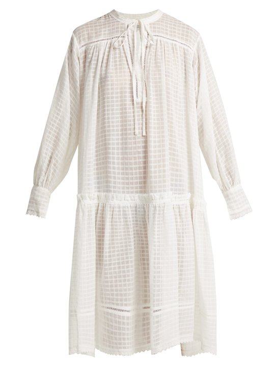 Laura checked cotton-muslin dress展示图