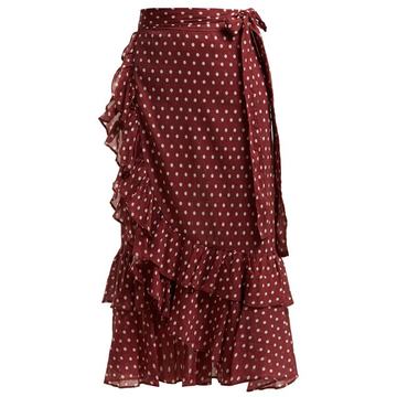 Maisee polka-dot print cotton wrap-skirt