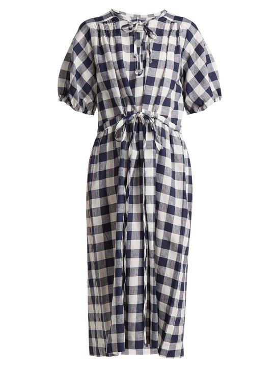 Nellie gingham linen dress展示图