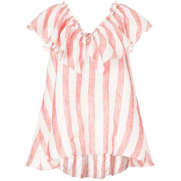 Simmons stripe frill neck top