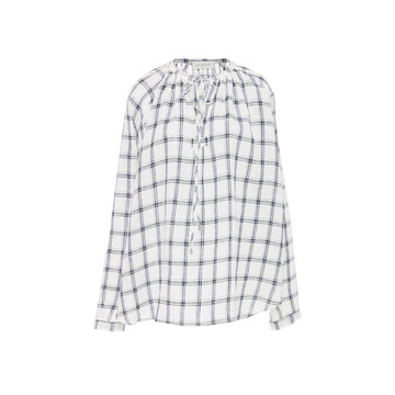 Nellie Checked Linen Long Sleeve Top