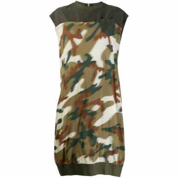 blurry camouflage jersey dress