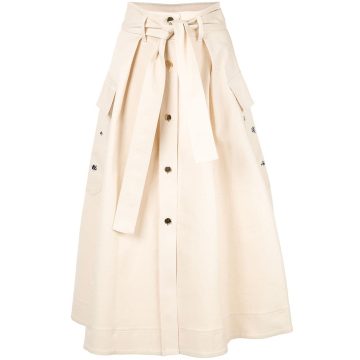 belted button-up skirt