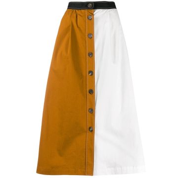 colour block button-through skirt