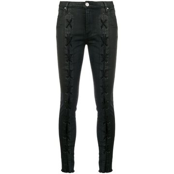 lace-up detail skinny jeans