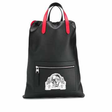 skull patch drawstring backpack