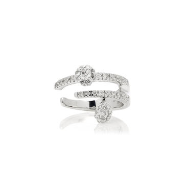 18K White Gold Spiral Diamond Ring