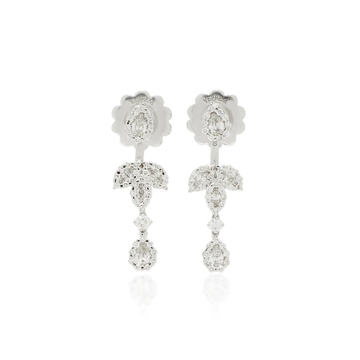 18K White Gold And Diamond Drop Earrings